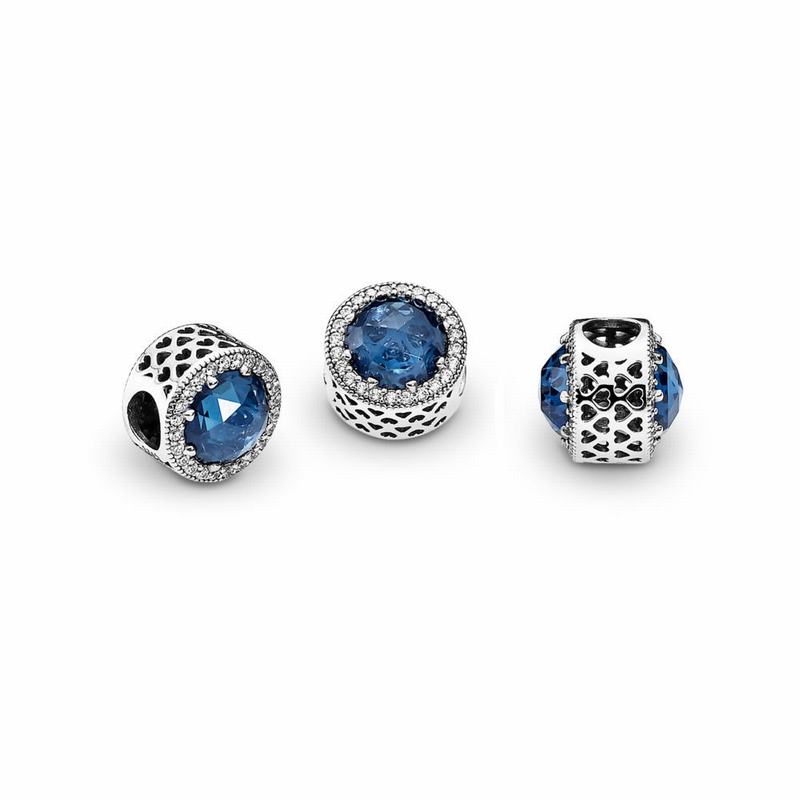 Pandora Sparkling Dark Blue Charm - Sterling Silver/Blue/Mixed Stones - Canada | UP4067ZC